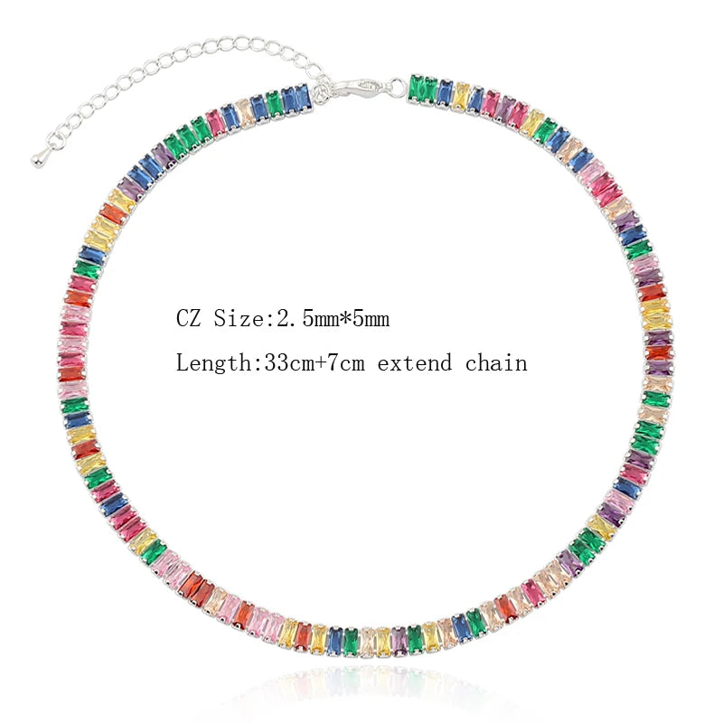 18K Gold Rainbow CZ Tennis Choker – Bold & Brilliant