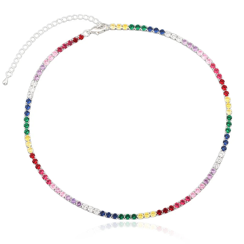 Rainbow Tennis Necklace – Bold Color, Everyday Sparkle