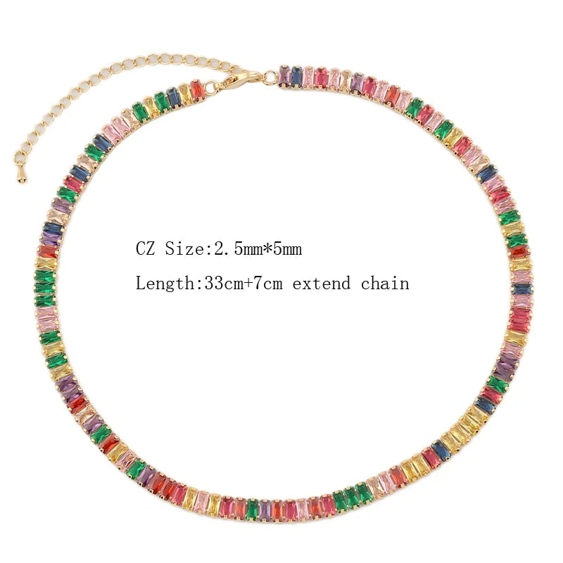 18K Gold Rainbow CZ Tennis Choker – Bold & Brilliant