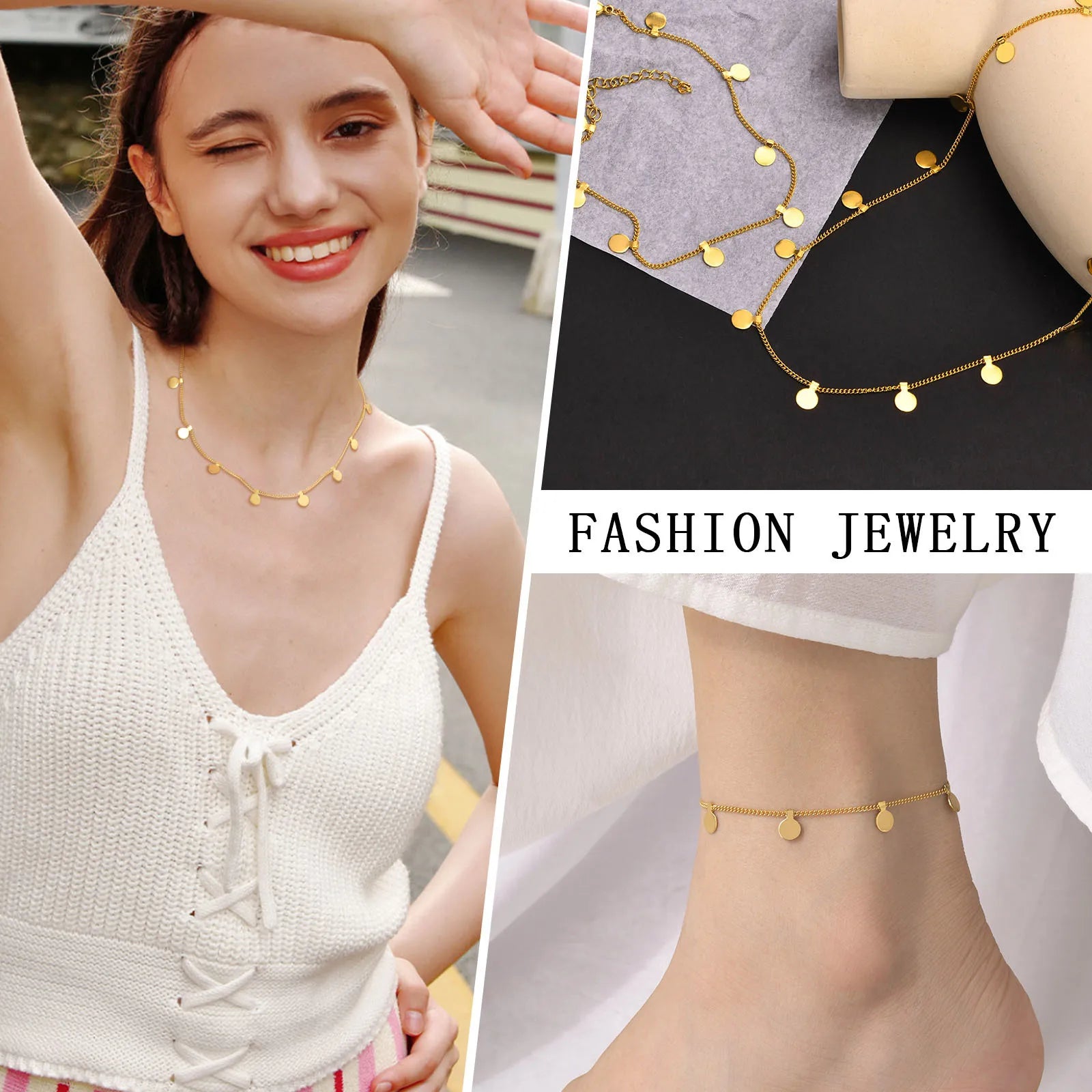 Gold Disc Layered Necklace
