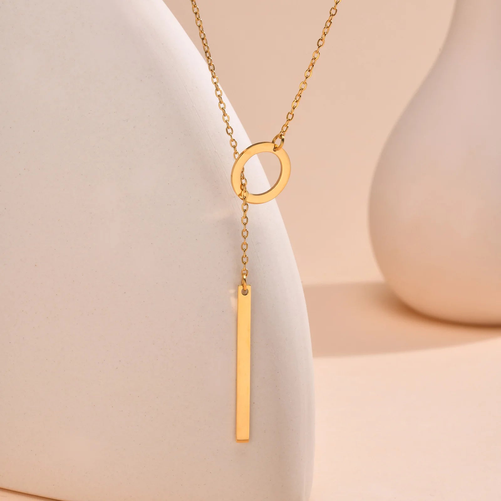 Stainless Steel Lariat Drop Necklace