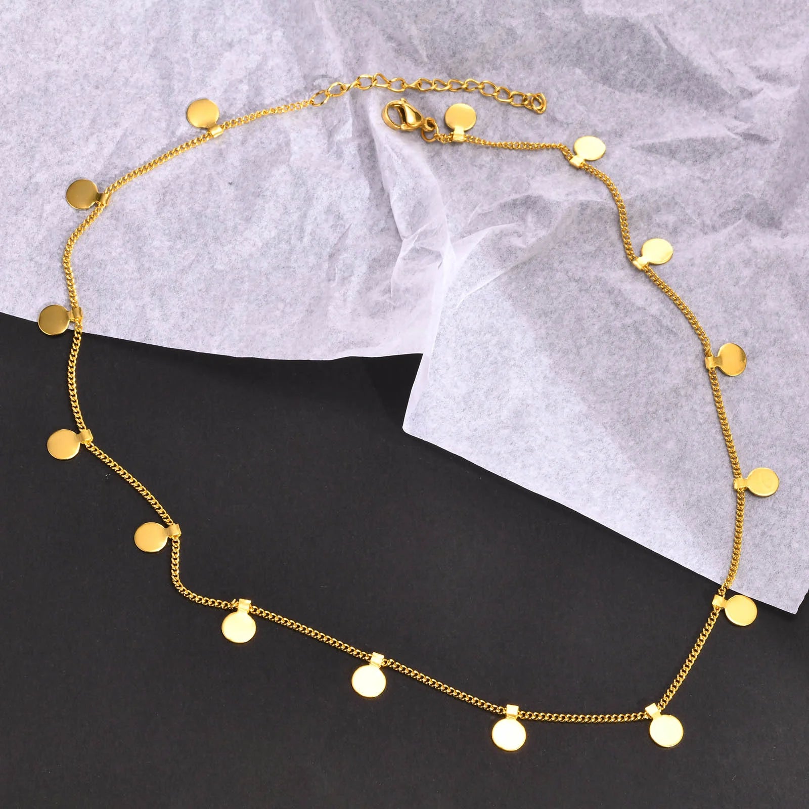 Gold Disc Layered Necklace