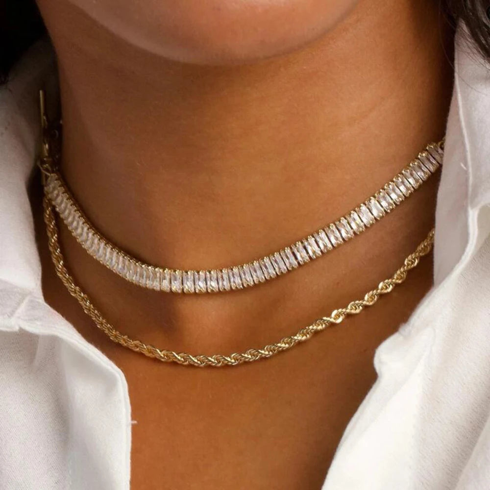 18K Gold Rainbow CZ Tennis Choker – Bold & Brilliant