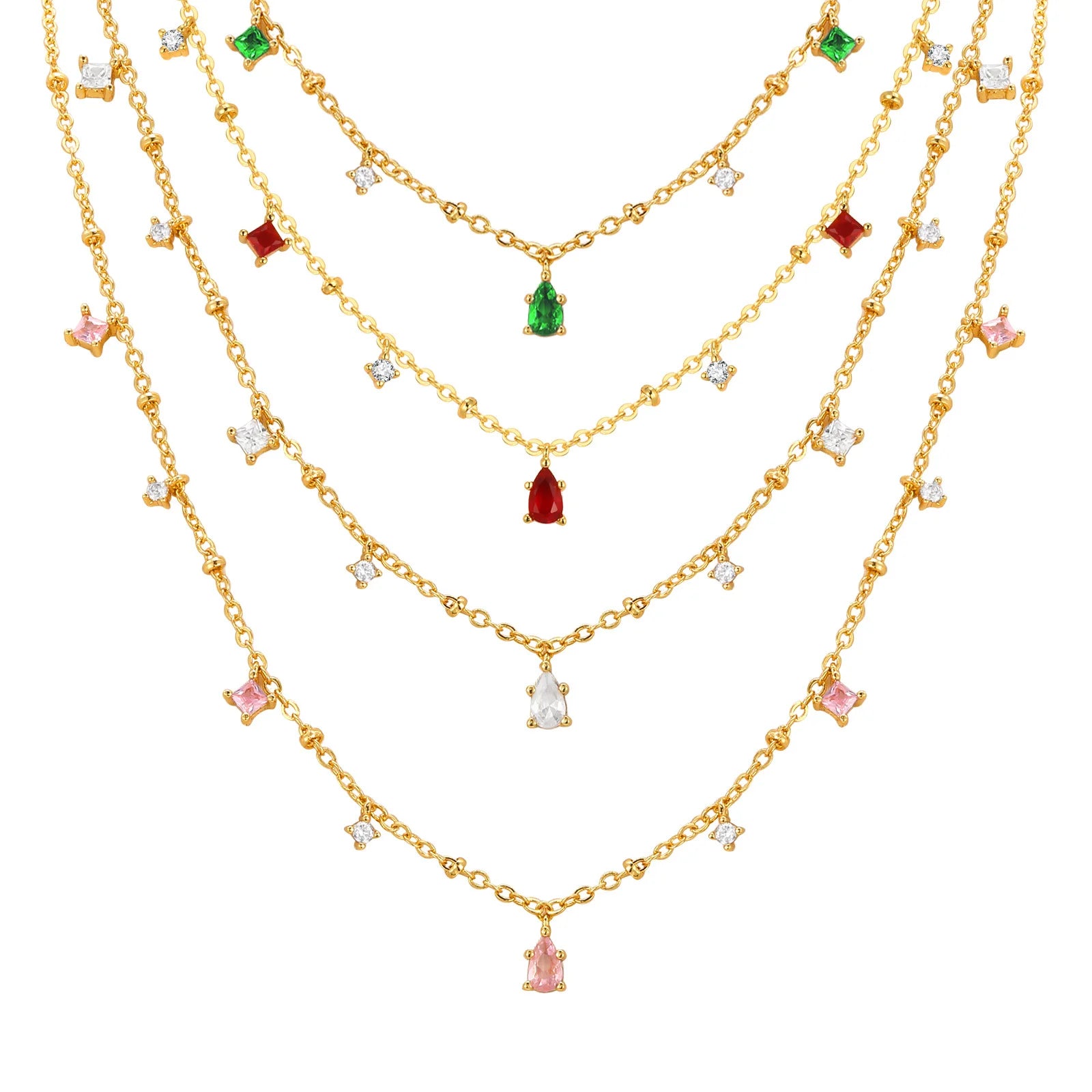 CZ Dangle Station Necklace