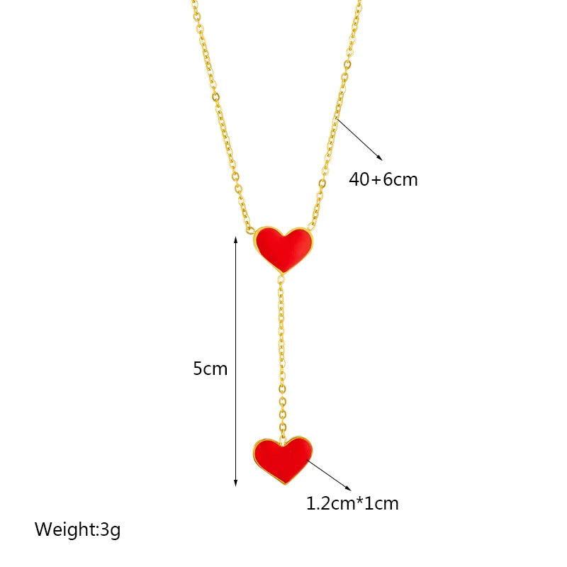 Red Heart Pendant Necklace – 316L Stainless Steel Clavicle Chain
