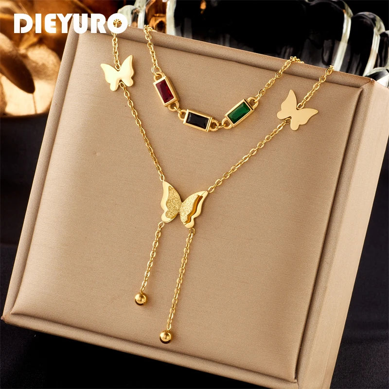 Stainless Steel Butterfly Pendant Necklace