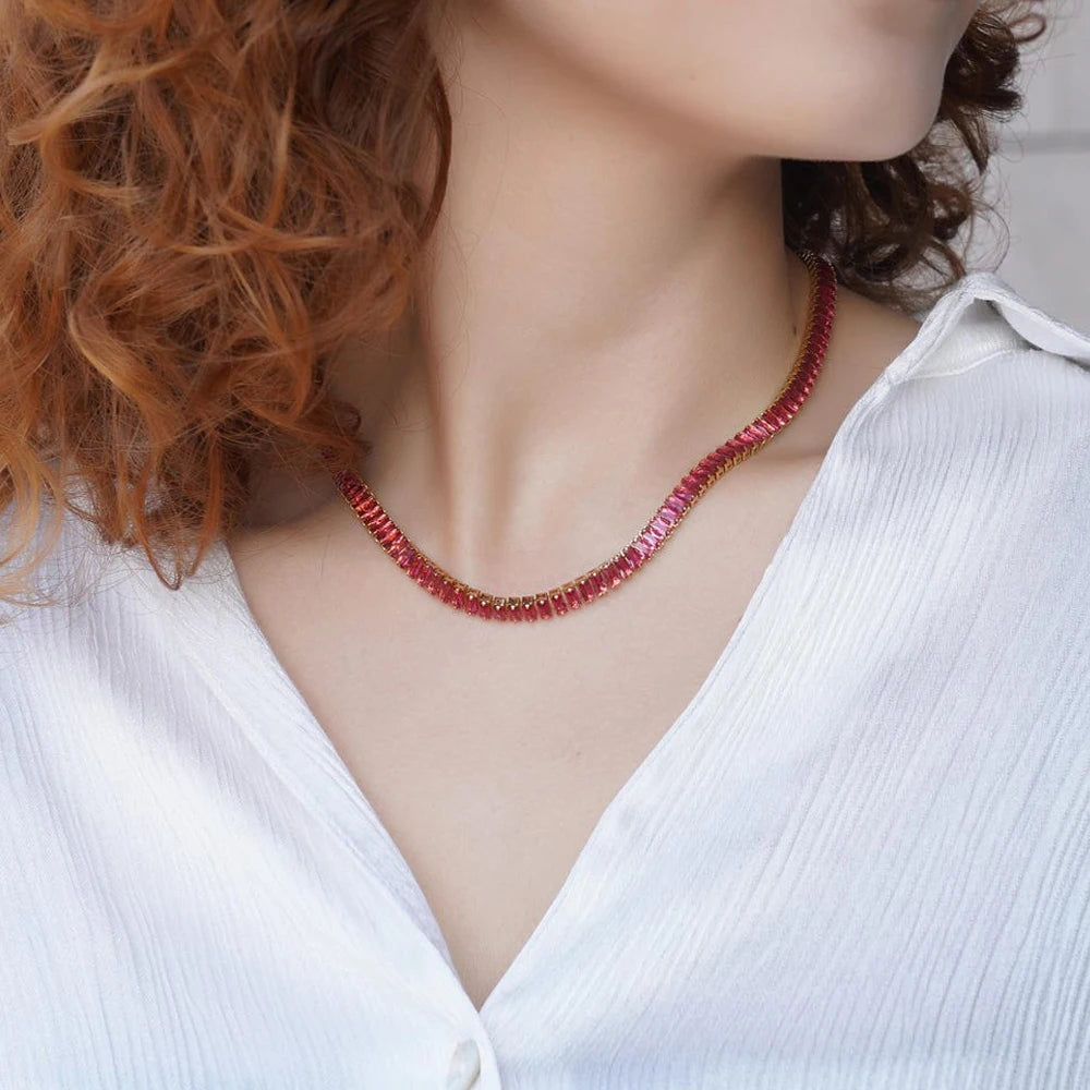 18K Gold Rainbow CZ Tennis Choker – Bold & Brilliant