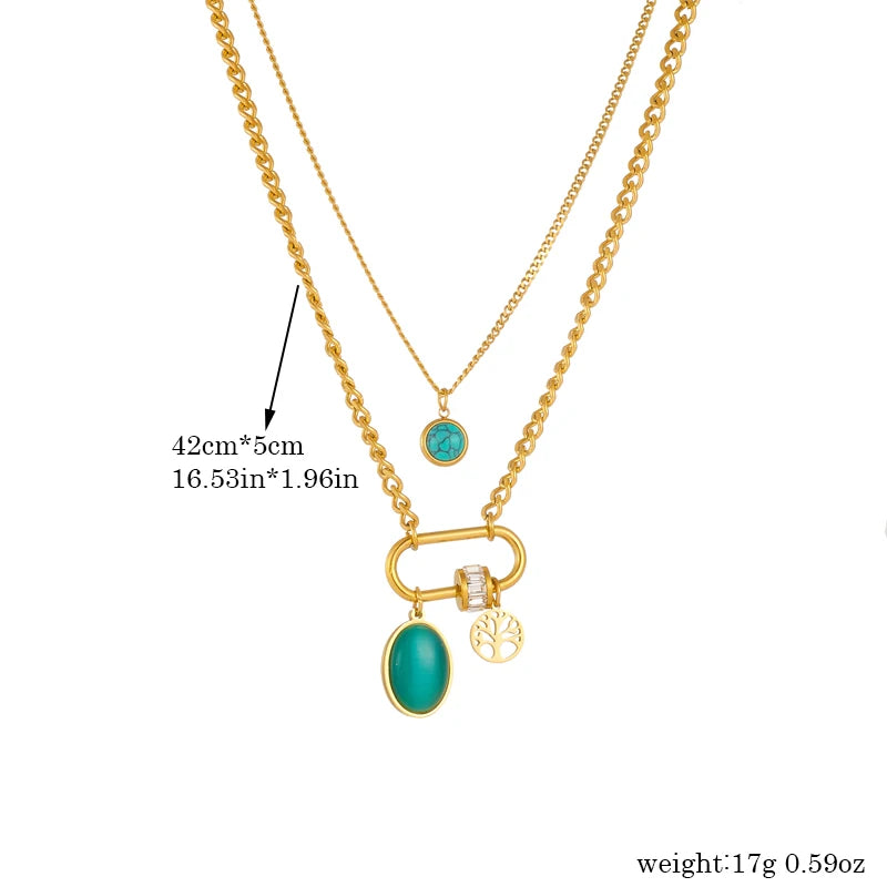 Gold-Plated Snake Square Pendant – Waterproof 316L Stainless Steel Necklace