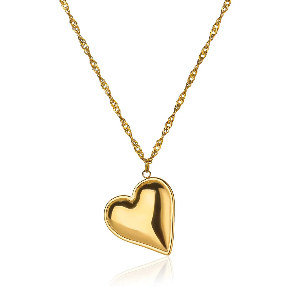 Glossy Heart Stainless Steel Necklaces For Women