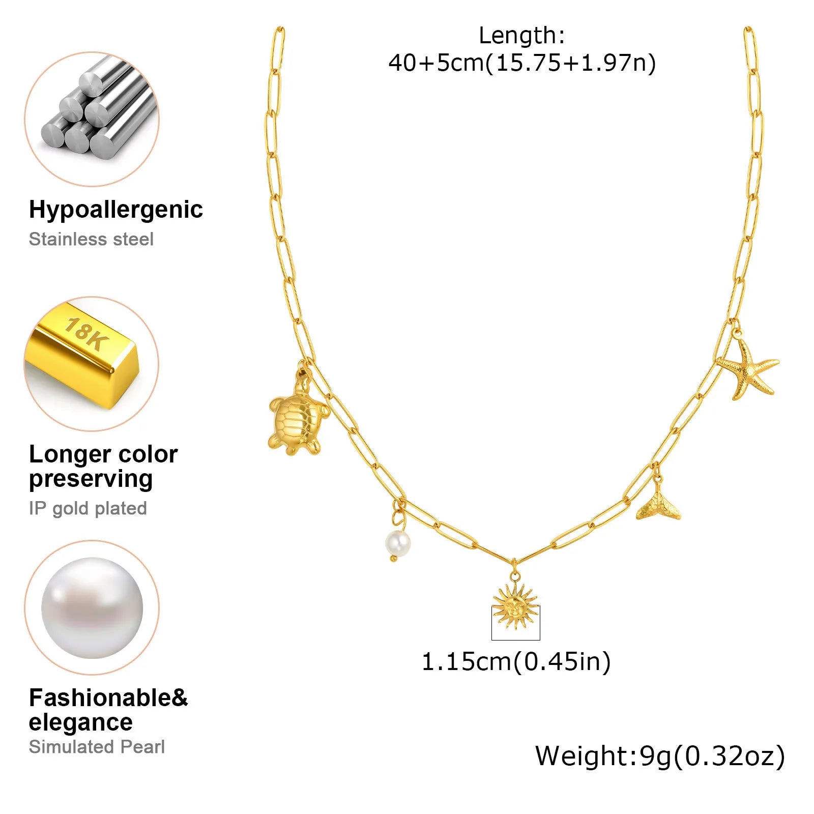 Stainless Steel Ocean Charm Necklace