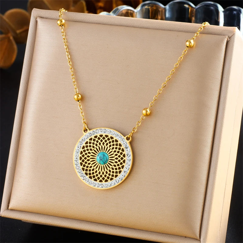 316L Stainless Steel Turquoise Leaf Jewelry Set