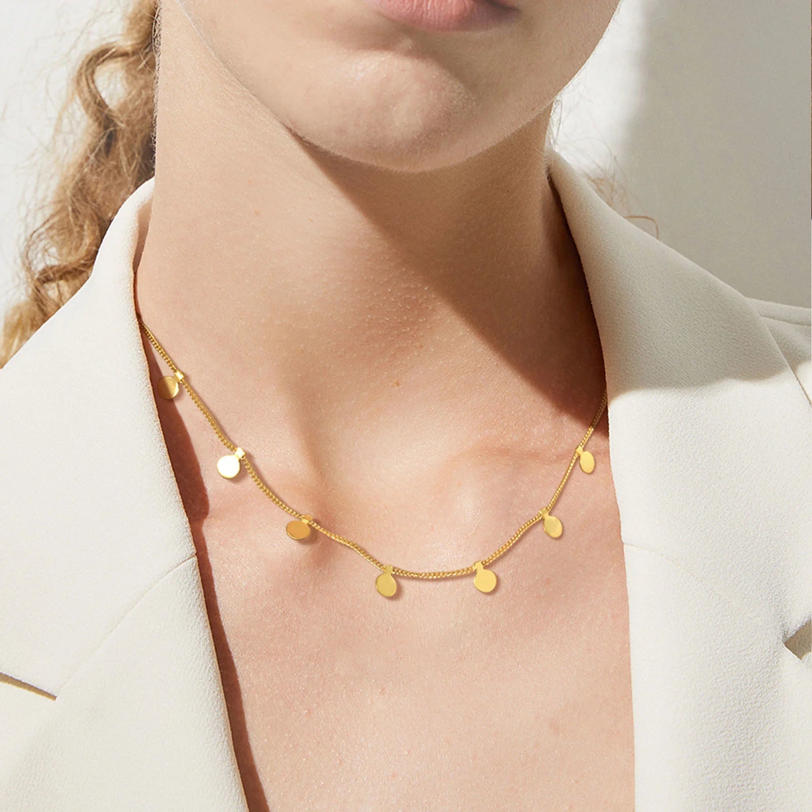 Gold Disc Layered Necklace