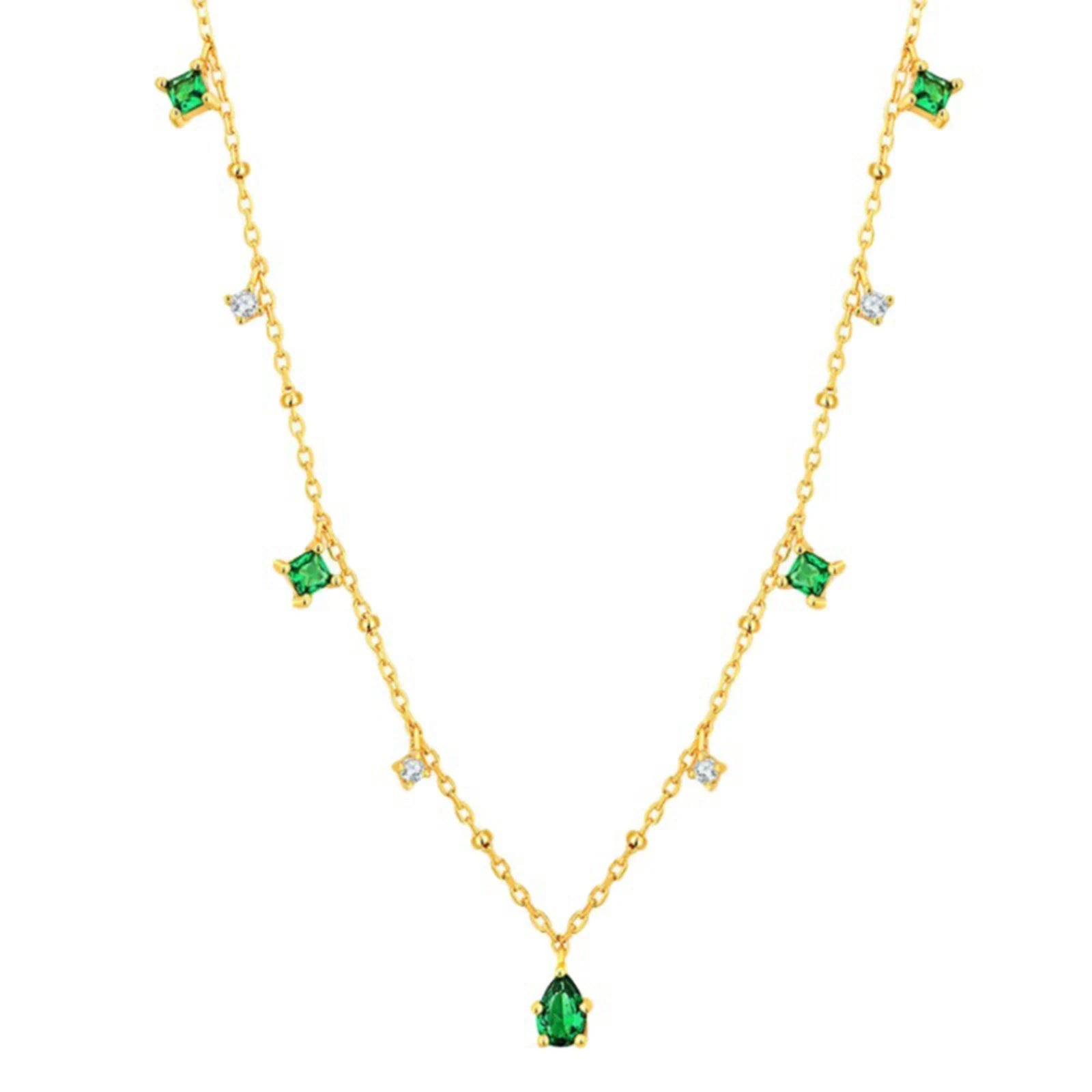 CZ Dangle Station Necklace