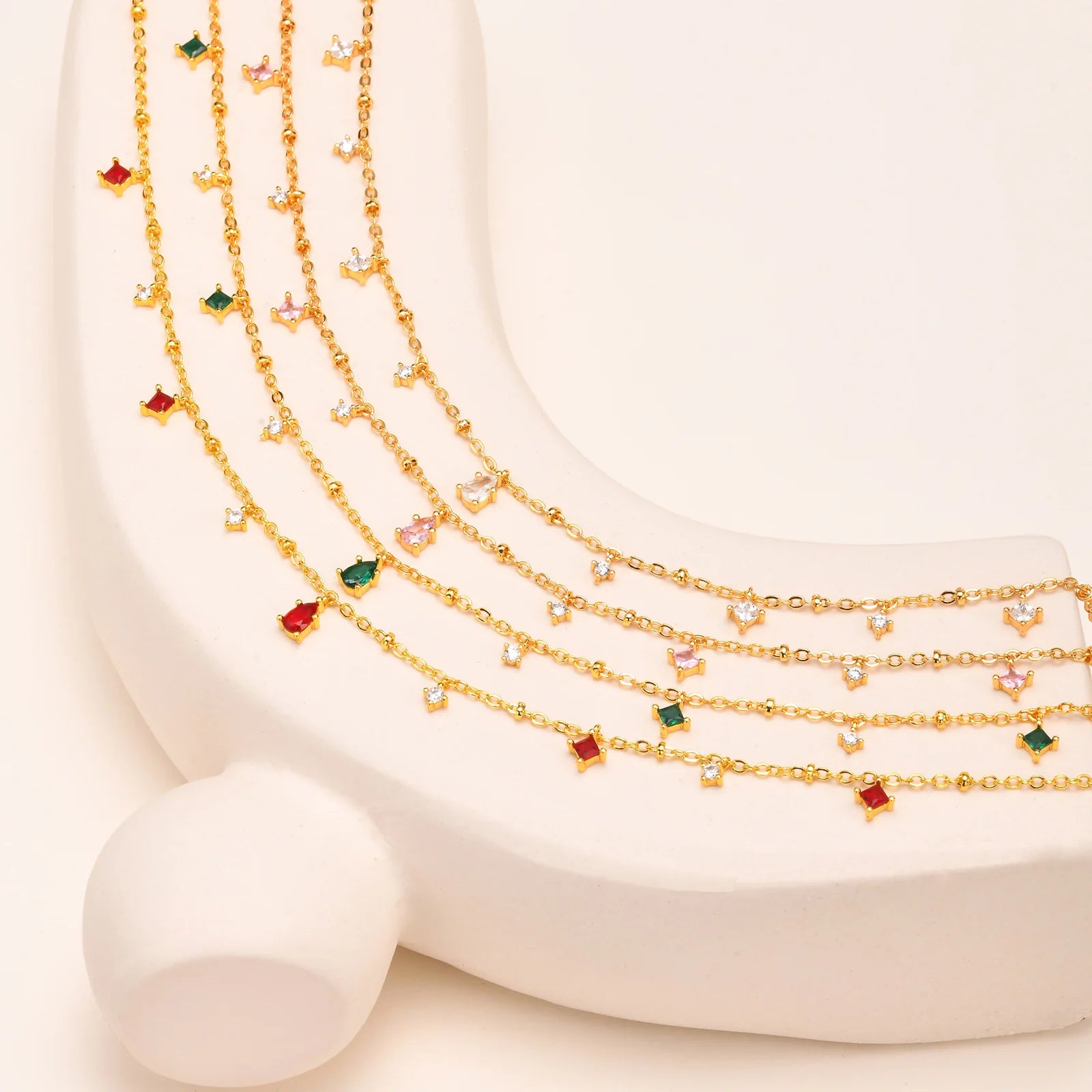 CZ Dangle Station Necklace