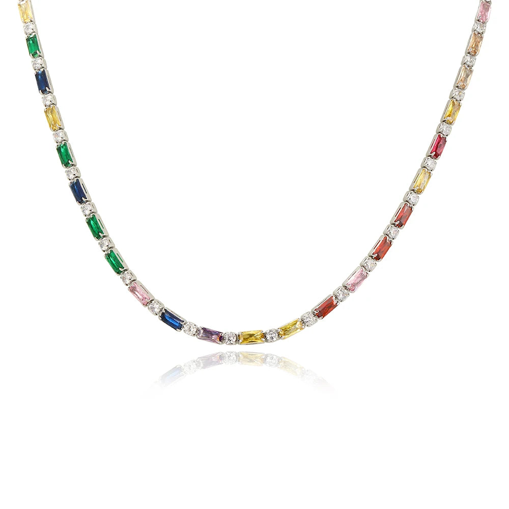 Rainbow Tennis Necklace – Bold Color, Everyday Sparkle