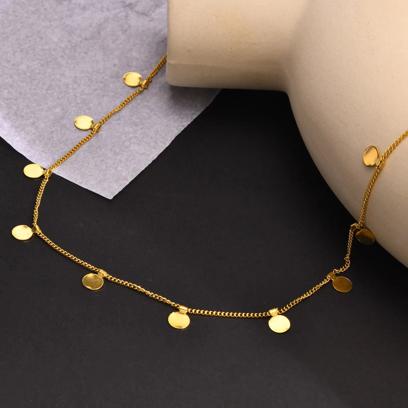 Gold Disc Layered Necklace