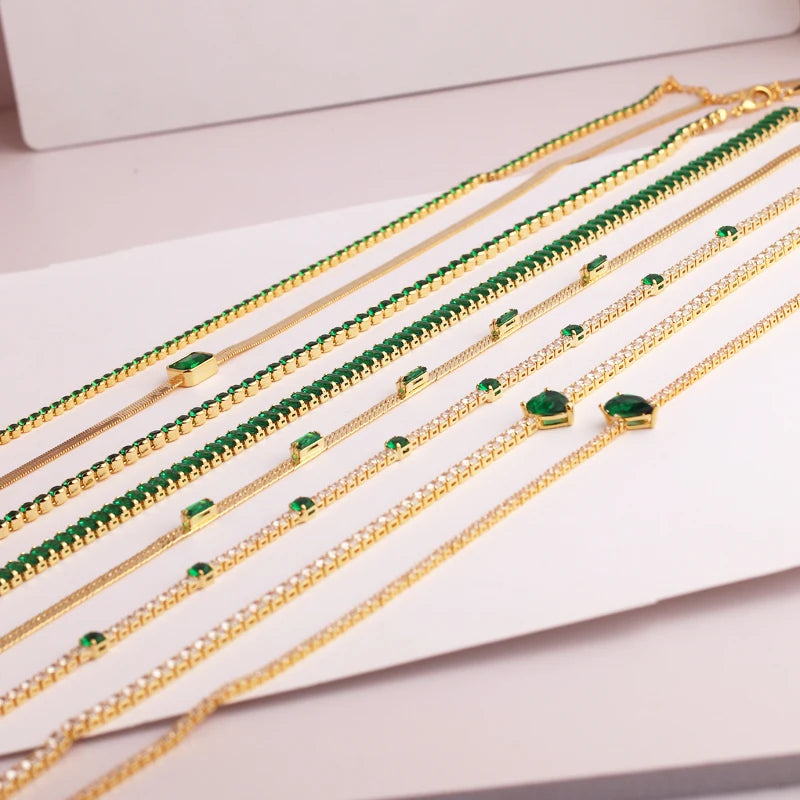 5A Green Heart Tennis Necklace – Sparkle with Love