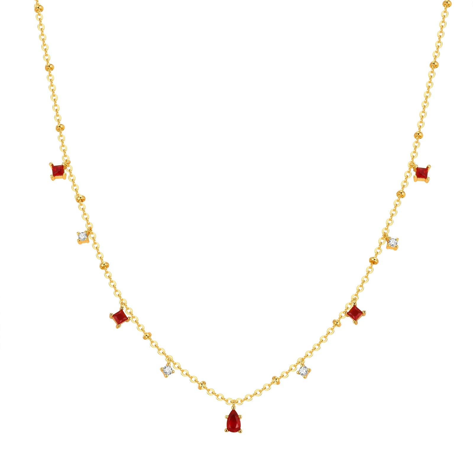 CZ Dangle Station Necklace