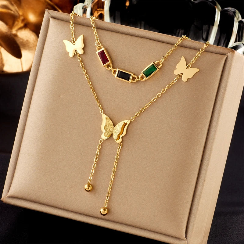 Stainless Steel Butterfly Pendant Necklace
