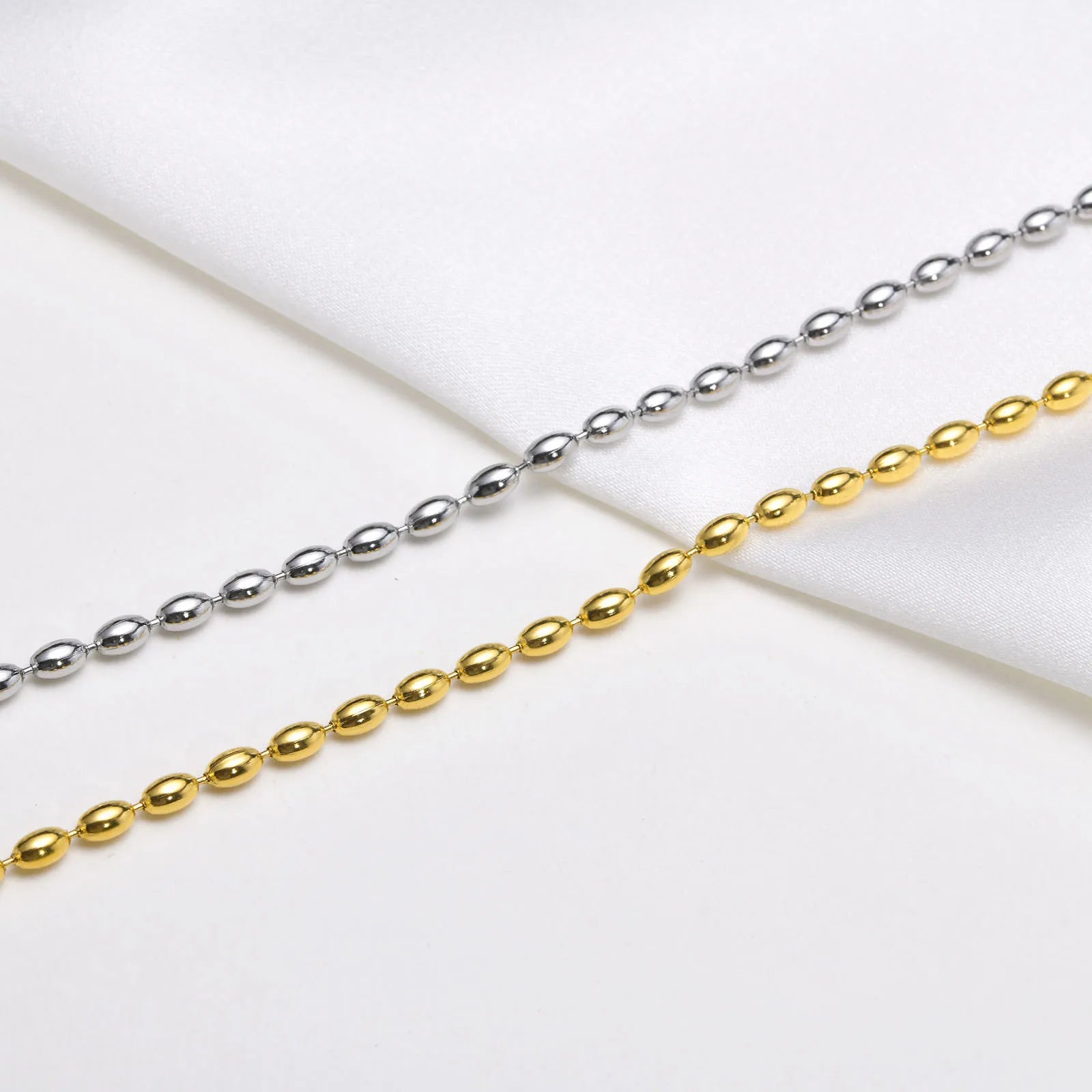 Oval Beaded Chain Necklace – 2mm/3mm
