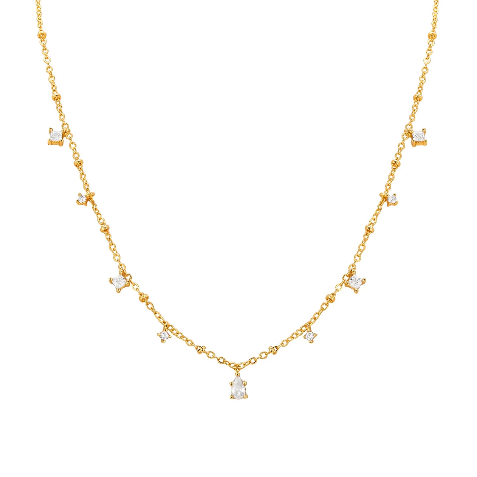 CZ Dangle Station Necklace