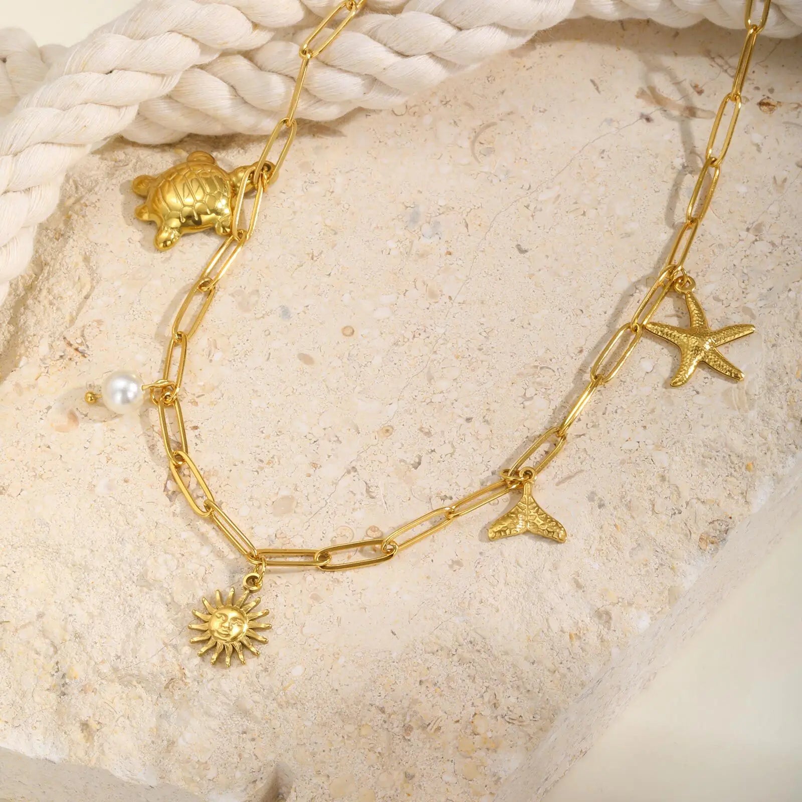 Stainless Steel Ocean Charm Necklace