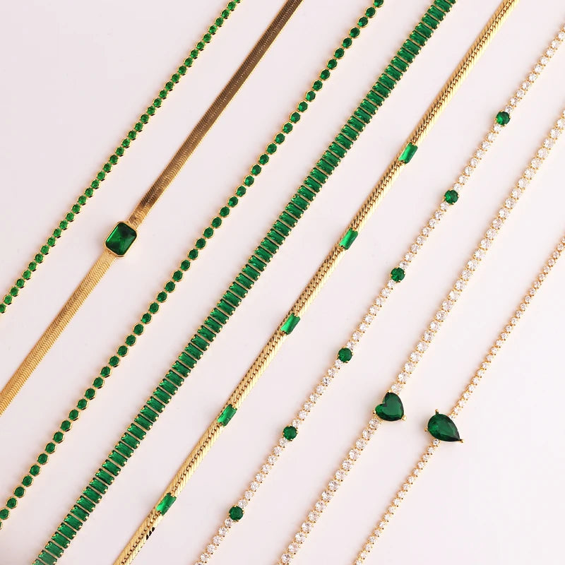 5A Green Heart Tennis Necklace – Sparkle with Love