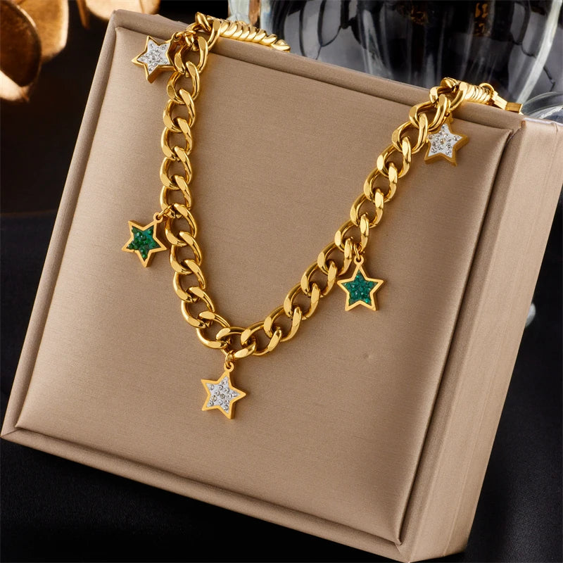 Stainless Steel Star Pendant Necklace – Punk Style