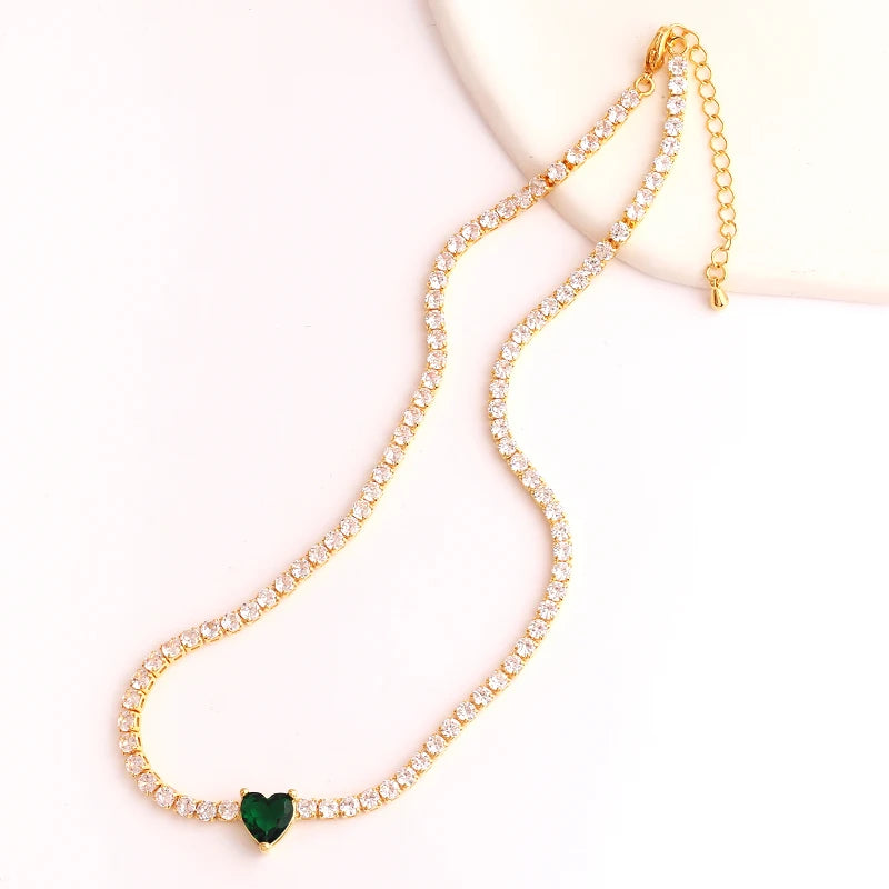 5A Green Heart Tennis Necklace – Sparkle with Love