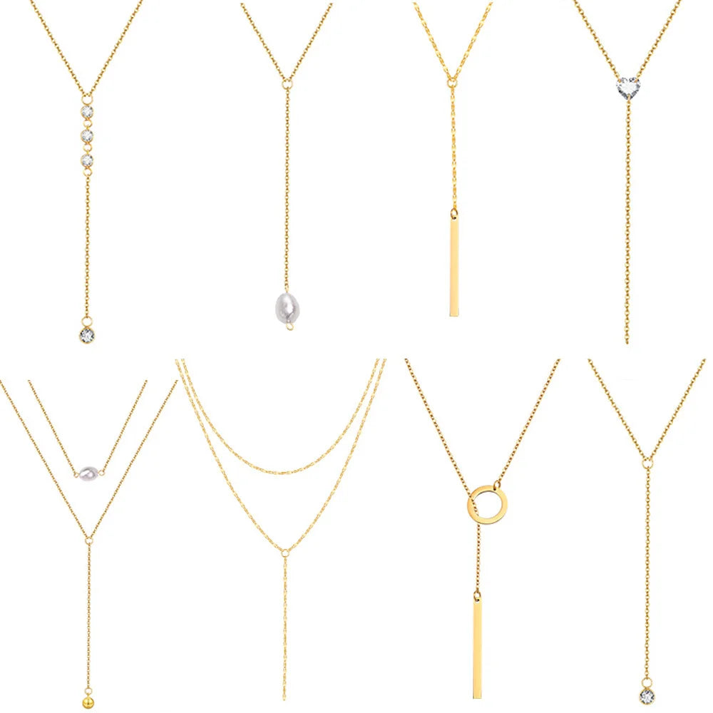 Stainless Steel Lariat Drop Necklace