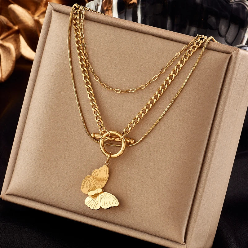 Pearl & Butterfly Heart Pendant – Vintage Green Stone Necklace