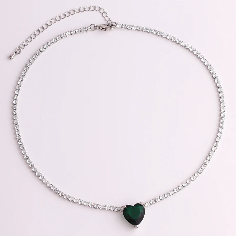 5A Green Heart Tennis Necklace – Sparkle with Love