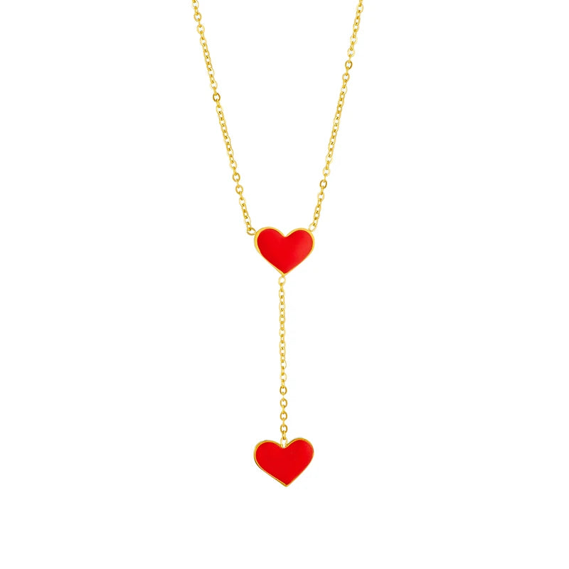 Red Heart Pendant Necklace – 316L Stainless Steel Clavicle Chain