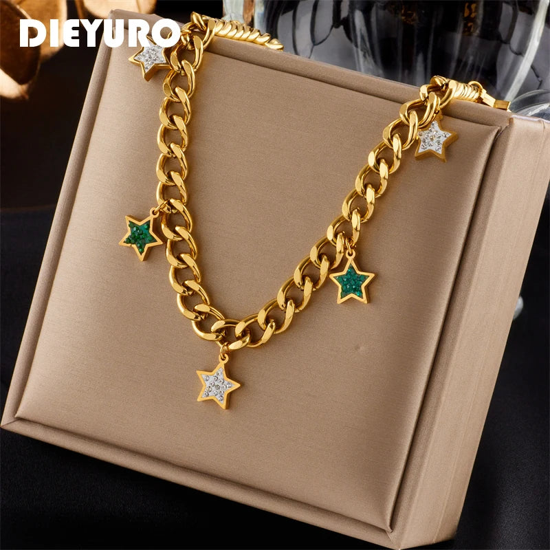 Stainless Steel Star Pendant Necklace – Punk Style