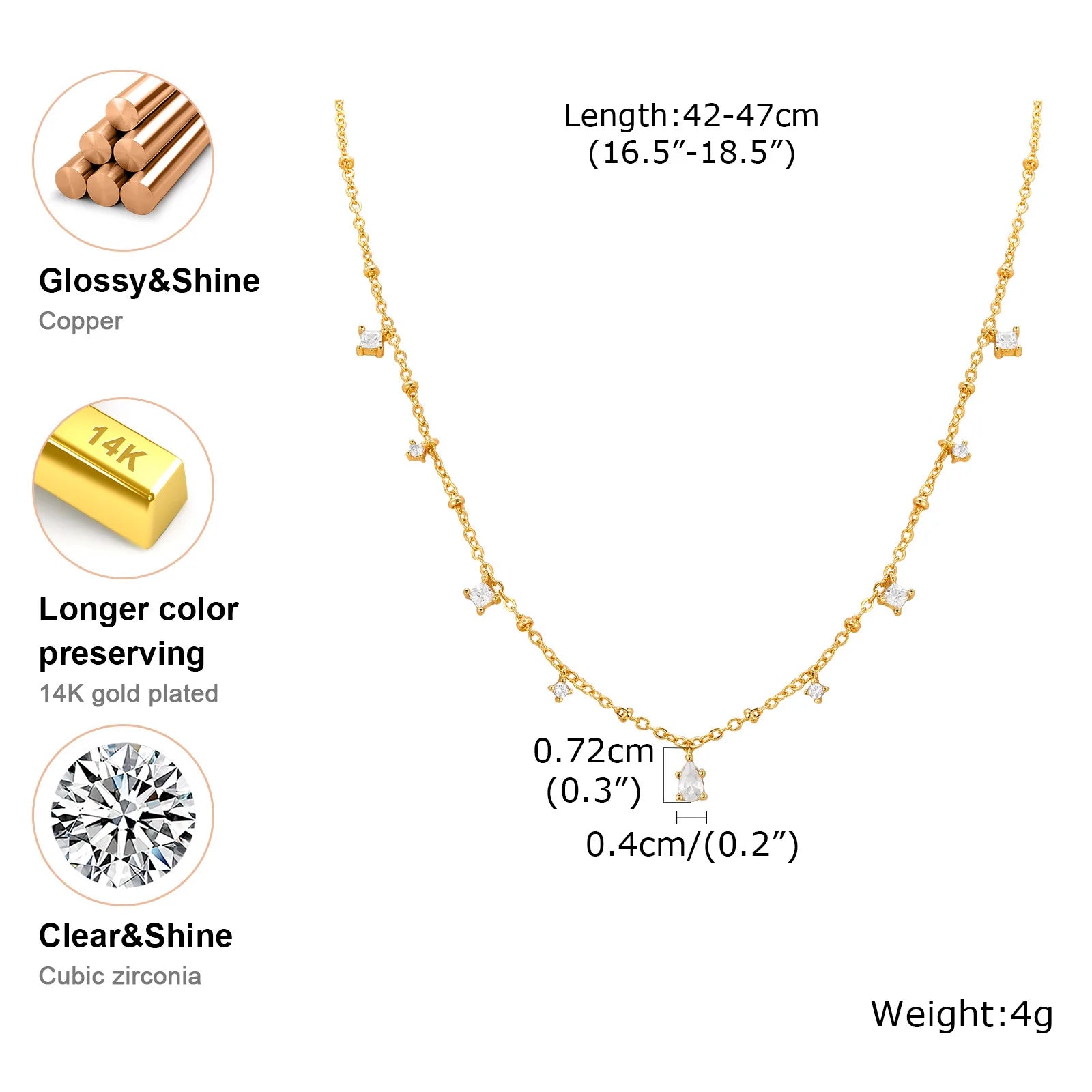 CZ Dangle Station Necklace