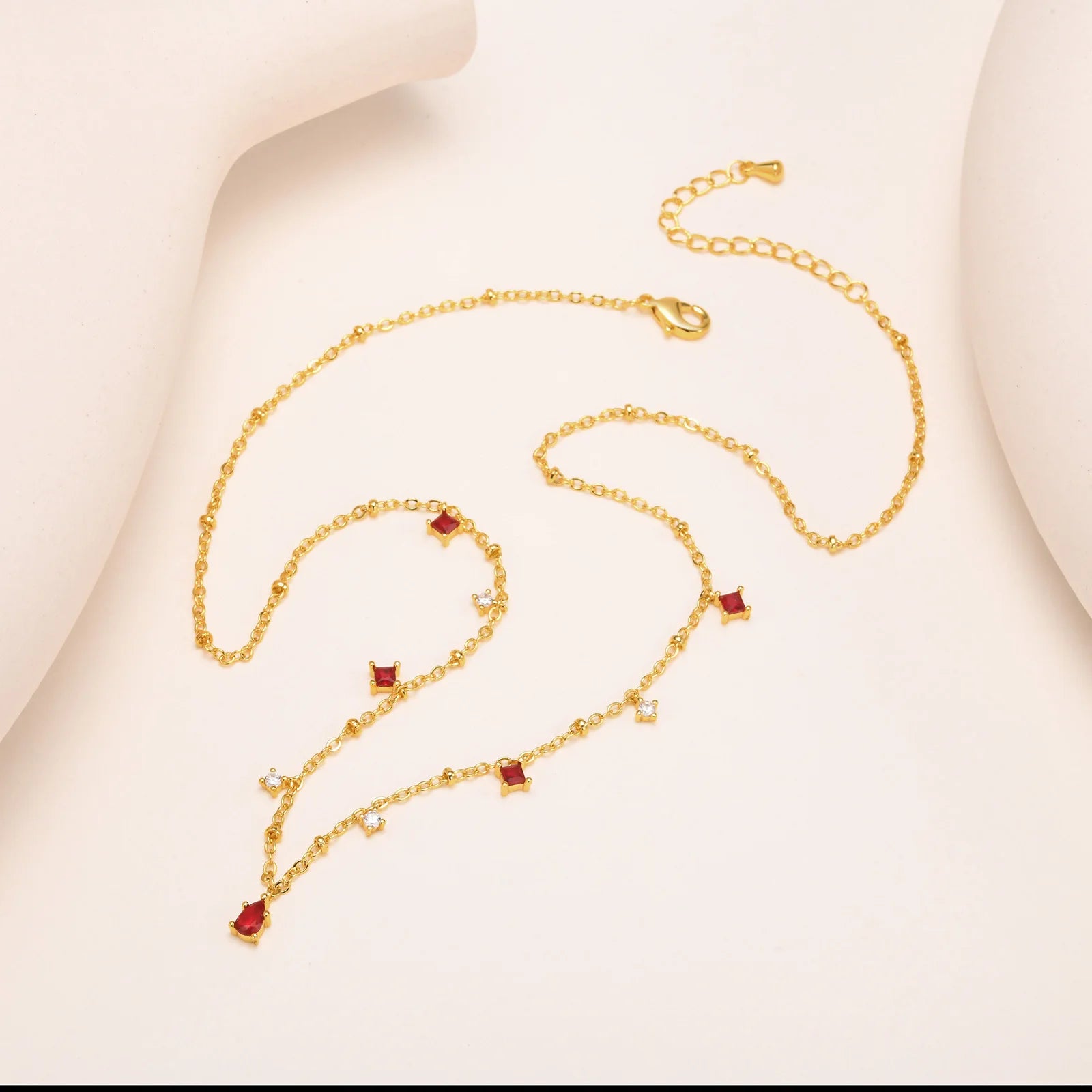 CZ Dangle Station Necklace