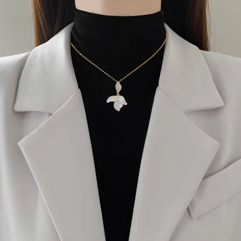 Pink Lotus Flower Pendant Necklace – 316L Stainless Steel