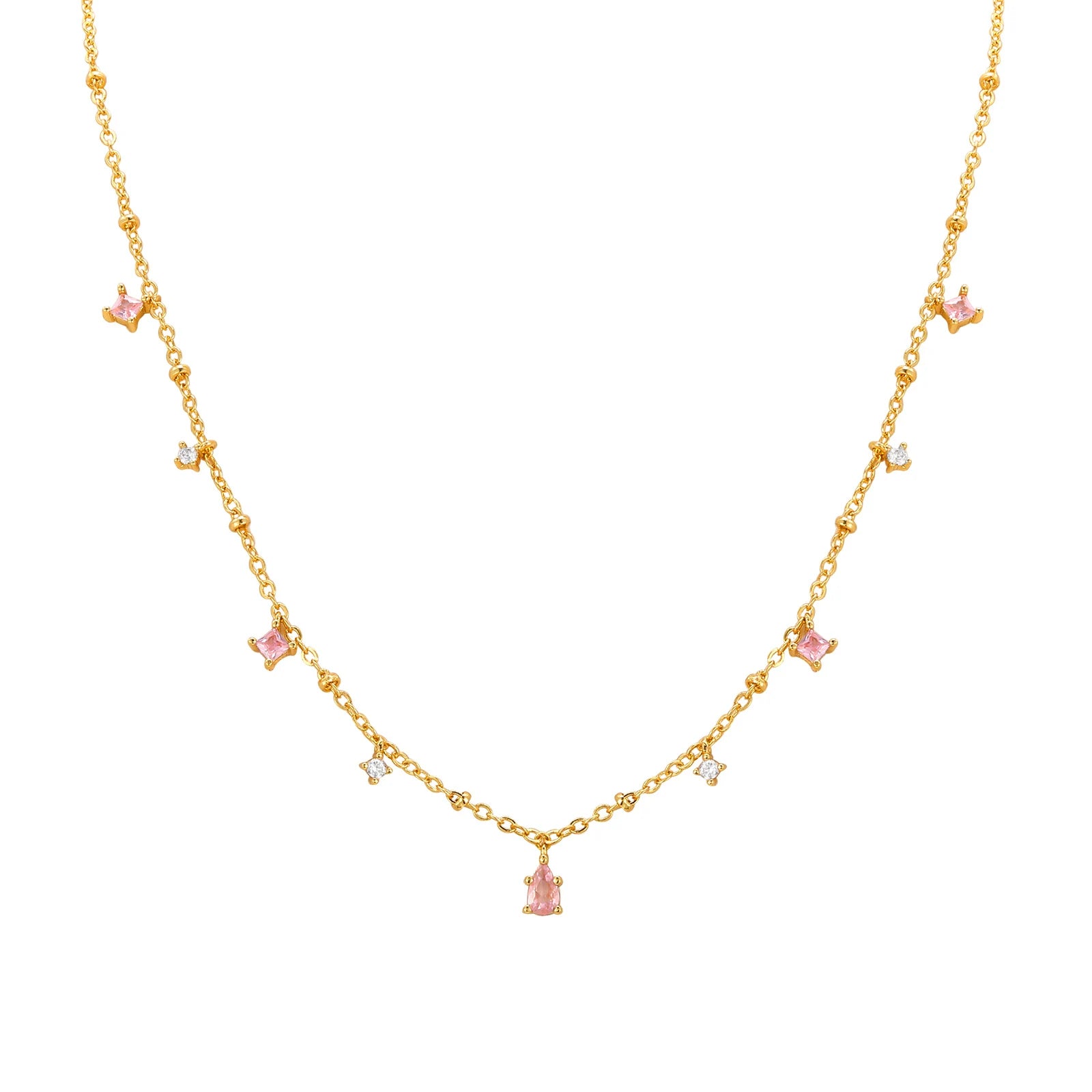 CZ Dangle Station Necklace