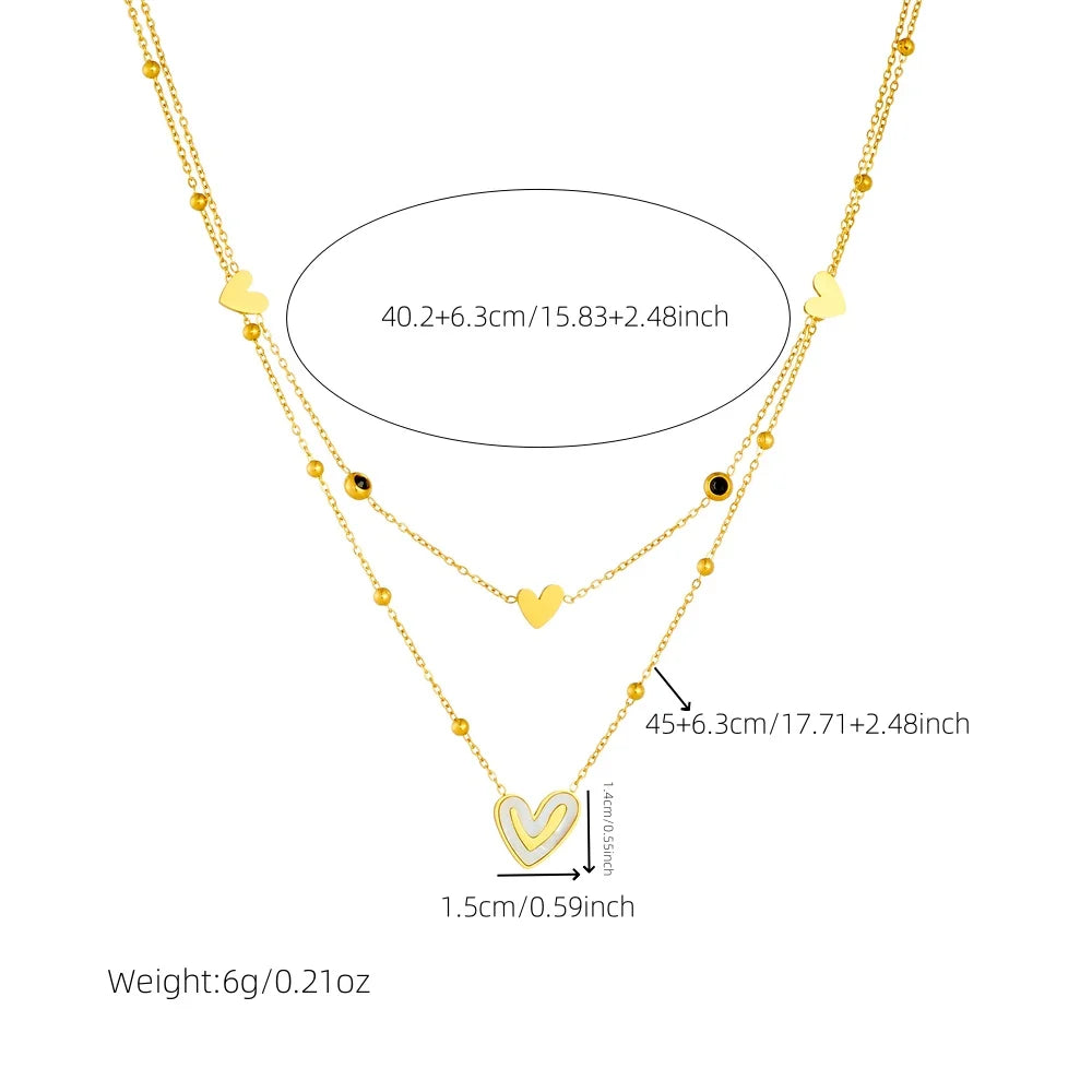 Double-Layer White Shell Heart Necklace