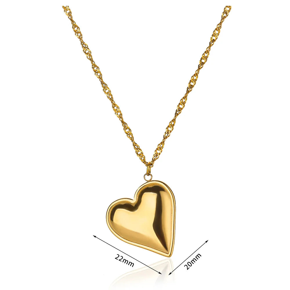 Glossy Heart Stainless Steel Necklaces For Women