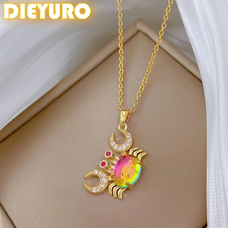 Colorful Crab Pendant Necklace – 316L Stainless Steel