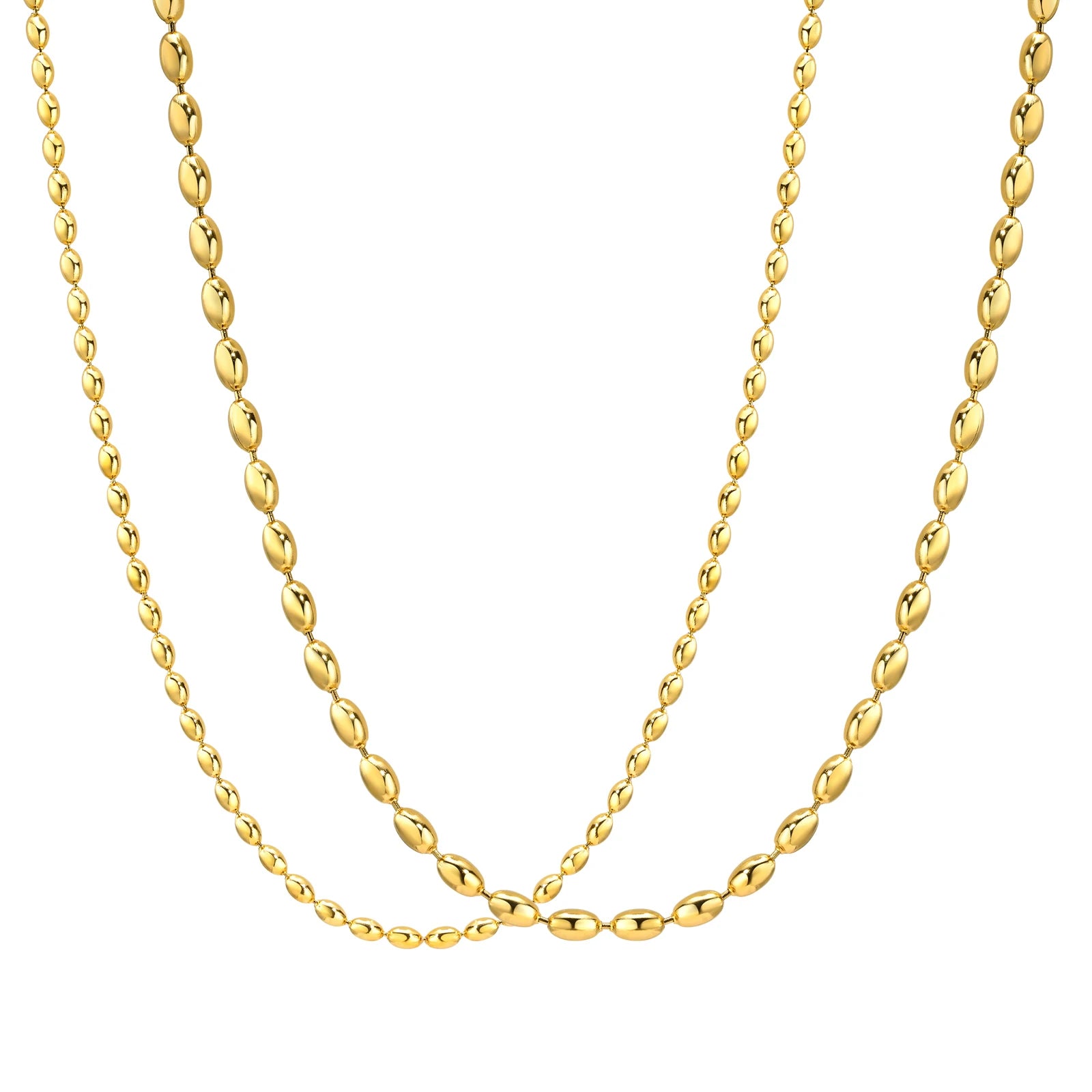 Oval Beaded Chain Necklace – 2mm/3mm