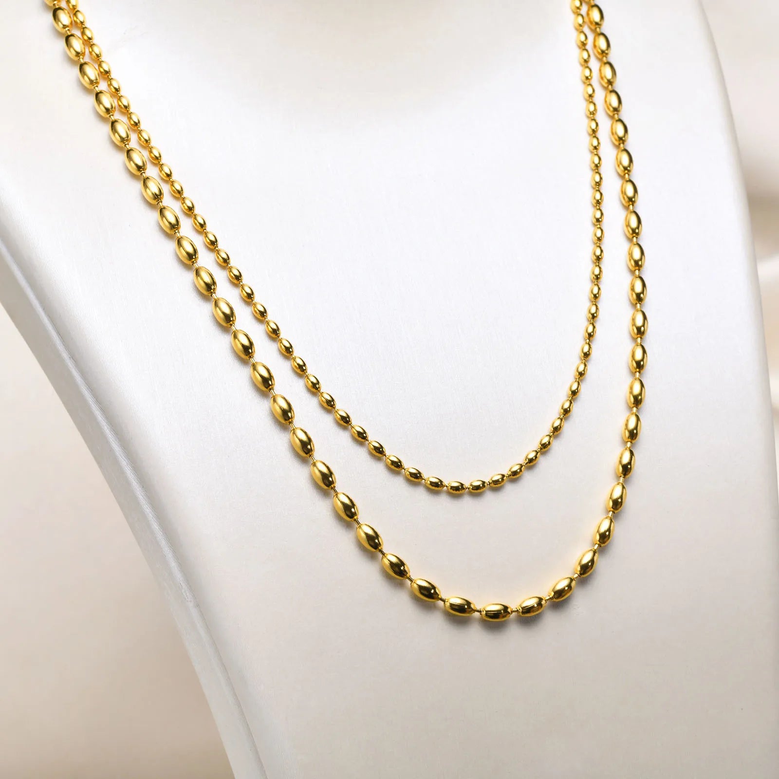 Oval Beaded Chain Necklace – 2mm/3mm