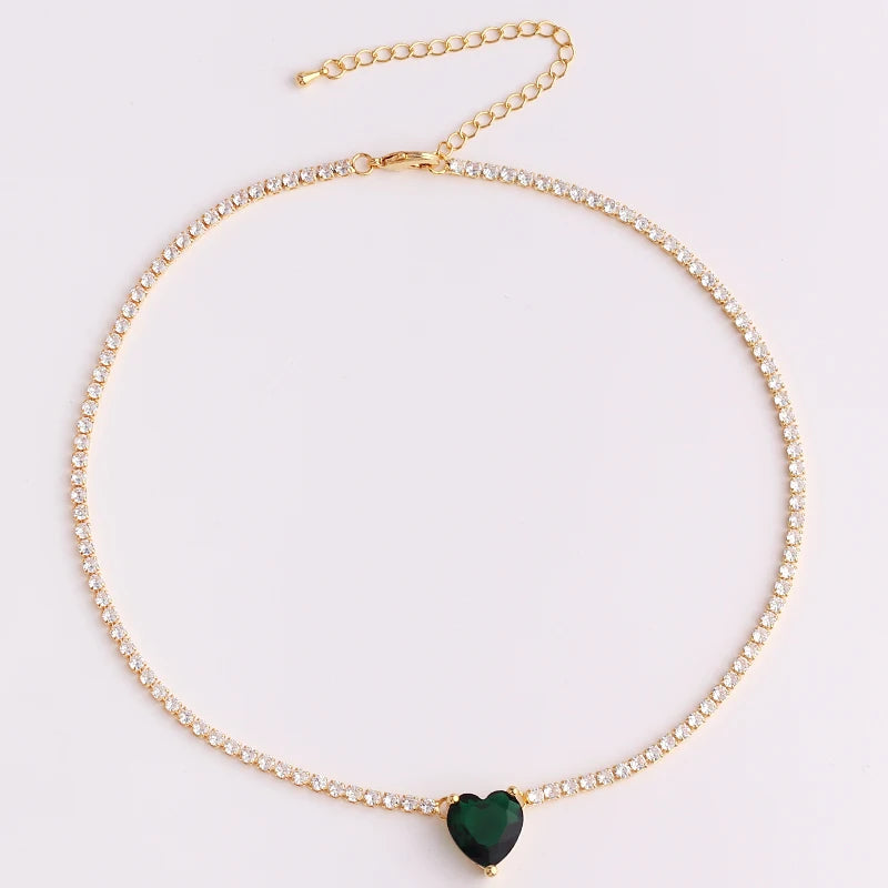 5A Green Heart Tennis Necklace – Sparkle with Love
