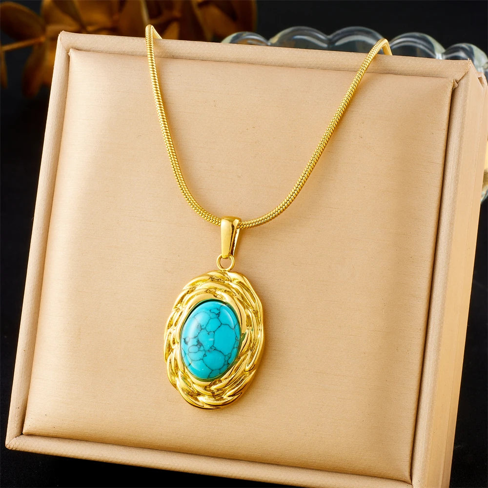 Golden Sun & Pearl Pendant Necklace – Irregular Geometric 316L Stainless Steel